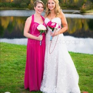 D’zage bridesmaid dress in watermelon.